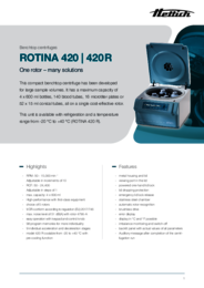 Data sheet | ROTINA 420 | 420 R